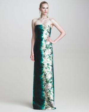 Oscar de la Renta Floral-Print Strapless Gown.jpg